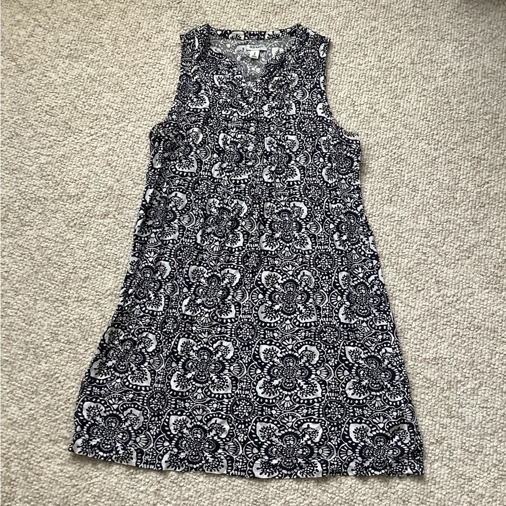 Old Navy Blue White Henley Sleeveless Dress S